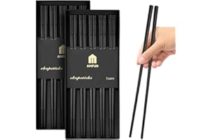 AMFUN Pałeczki z włókna szklanego, 10 par pałeczek wielokrotnego użytku z wzorami sakura, nadają się do mycia w zmywarce, zestaw antypoślizgowy do sushi, makaronu, ryżu