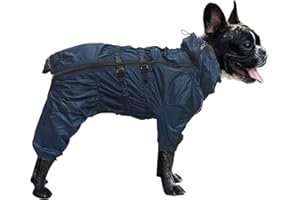 MOREZI Chubasquero para Perros de Cuatro Patas, Impermeable y Transpirable, diseño de Cremallera Trasera, con cordón Ajustable, fácil de Poner y Quitar-Azul Navy-XL