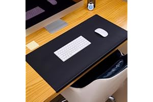 MOZZEILEE Tapete de escritorio con bloqueo de bordes, grande, impermeable, de piel sintética, con protector de bordes, antideslizante, para oficina, hogar, trabajo, estudio, escritura (negro, 60 x 35 cm)