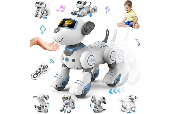 VATOS Robot chien enfant jouet télécommandé - Toucher interactif et suivi - Chien robot avec 17 fonctions - Danse programmable - Musique RC - Jouet pour fille de 3 à 12 ans