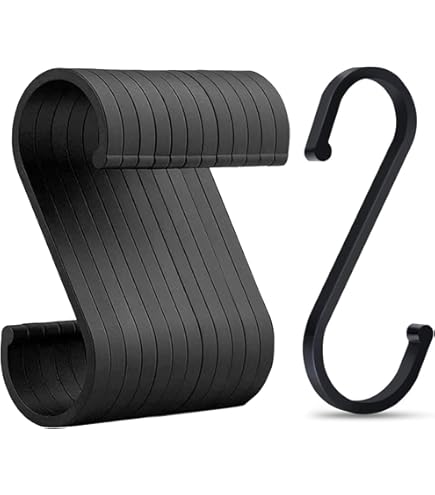 15 Stück S-Haken Schwarz - Aluminium Aufhängehaken 8,8cm