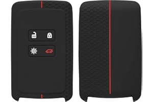 kwmobile Custodia Coprichiave Compatibile con Renault con 4 tasti Smart Key (solo Keyless Go) Cover - Copri Telecomando Chiave Auto - Copri Chiavi Macchina nero/rosso