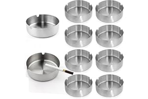 Qualsen Cendrier Exterieur 10 Pièces, Cendrier en Acier Inoxydable Pour Restaurants, Bars, Maison, Bureau, 10 cm