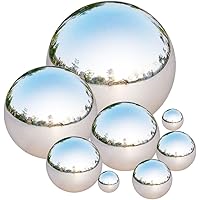 Tiberham Edelstahl Gazing Ball, 8 Stück 42-200mm Spiegelpolierte Hohlkugel Reflektierende Gartenkugel Schwimmende…