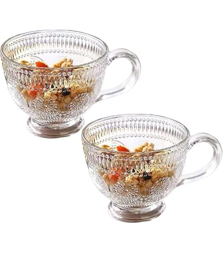 Moderne Glas-Teetassen Mit Geprägtem Obst-Muster – 2er-Set, 400 Ml (13,5 Oz), Hitzebeständig