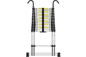 Teenza Scala Telescopica 6,2m, Scala Multifunzionale in Alluminio, Gancio Stabilizzatore Portatile, Carico di 150 KG, Certificazione EN131