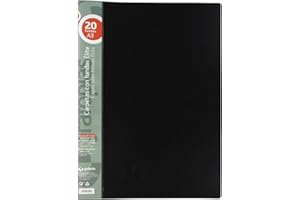 Grafoplas 98141410 Élite Carpetas con Fundas, 20 Fundas Transparentes, Cubiertas semirrígidas, Negro, A3