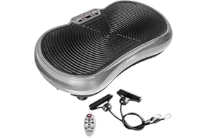 FITFIU Fitness PV-100 - Plataforma Vibratoria Oscilante, con movimiento en 2 planos, 400 W, 99 velocidades, 9 programas predeterminados, 2 cuerdas elásticas, mando, peso máx 150 kg