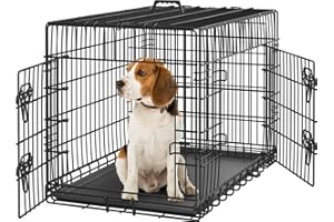 Yaheetech Gabbia per Cani Gatti Kennel in Metallo Cuccioli Pieghevole con Vassoio Rimovibile Doppia Porta e Divisorio Regolabile 92 × 56,5 × 63 cm Nero