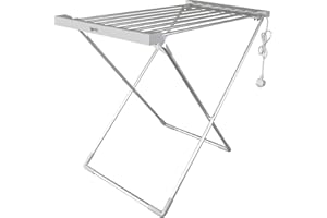 Igenix IGHA068S Electric Heated Clothes Airer with Foldable Legs, Aluminium Indoor Clothes Drier Rack, 8 Heated Tubes, 2 Metre Cord