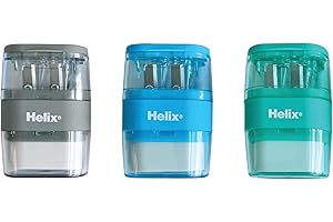 Helix Balance Duo Two Hole Pencil Sharpener and Eraser (Assorted Colours)
