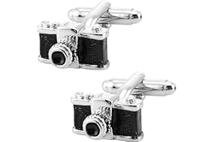 Jonwo Vintage Camera Cufflinks for Men in Gift Box French Cuff Shirt Photographer Black Cufflinks Business Wedding Anniversary