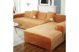 DMGY RPixc Plüsch Sofabezug Samt Elastisches Leder Ecke Schnitt Für Wohnzimmer Couchbezüge Set Sesselbezug L-Form Sitz Schonbezüge,Gelb,3 Seater…