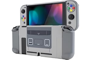 eXtremeRate PlayVital Cover Protettiva Compatibile con Nintendo Switch, Custodia Copertura Rigida Separabile Compatibile con Joycon Console, Snes EU Classico