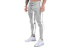 Suwangi Pantaloni Palestra Uomo Running della Tuta Allenamento Jogging Slim Fit con Tasche Zip