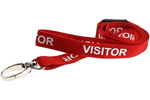 CUSTOMCARD LTD Customcardltd Customcard Visitor Lanyard Metal Clip VistorMetalClip,Red/White, 10