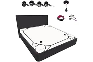 Quintrost SM Bondage Kit, Restraints Kits para Cama, Erótico Set Juguetes Sexuales para Parejas, BDSM Restraints Kits Erótico con Esposas Máscara de Ojos para Principiantes y Experimentados (Negro)