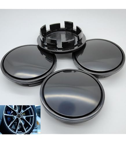Audi 4M8071006A Dynamic Wheel Hub Covers (Pack of 4) Black/Silver