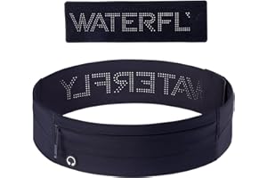 WATERFLY Ceinture de course : ceinture de sport élastique fine pour homme et femme, pour jogging, course à pied, sac banane de jogging, noir, Large, Ceinture de course
