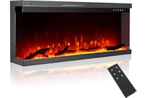 M.C.Haus Camino Elettrico di Lusso a 3 Lati con 3 Modalità di Installazione, Caminetto da Incasso su Parete Multimediale, Effetto Fiamma Elettrica con 9 Colori, 1800W, 102 cm/40", Nero