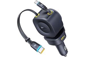 ‎BASEUS Baseus 163 W Retractable Car Charger USB C Szybkie ładowanie