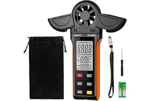 Windmesser Windmessgerät, WapoRich Digital Anemometer Handheld Wind Speed Meter Gauge Misst Luftfeuchtigkeit/Temperatur/Windgeschwindigkeit mit MAX/MIN/AVG für HVAC, Segeln, Surfen, Drohne RQ-5000K