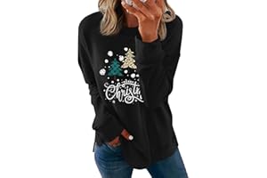 Cicy Bell Sweat-shirt à col rond pour femme - Manches longues - Décontracté - Pull de Noël