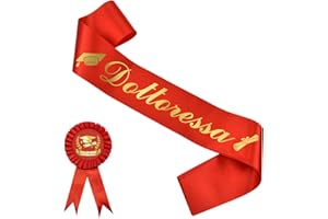 BORISCA Rosso Fascia di Laurea e Corsage di Laurea, Morbido e Liscio Fascia Gadget Dottoressa, Fascia Dottore Laurea per Festa Cerimonia di Laurea