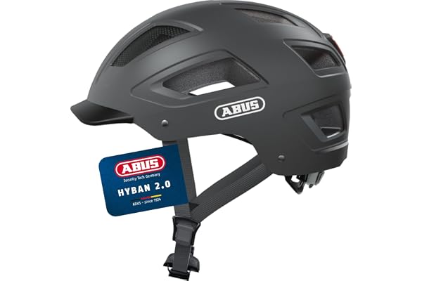 ABUS Casque de Ville Hyban 2.0 - Casque de vélo avec feu arrière, Coque Dure en ABS, Bonne Forme - pour Femmes et Hommes