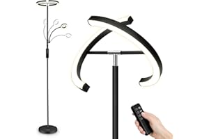 FIMEI Floor Lamp, Reading Standing Lamp, Stepless Dimming & 3000K-6000K Color Temperature, Remote & Touch Control, Uplighter Floor Lamp, Modern Standing Light for Living Room, Bedroom, Office, Black