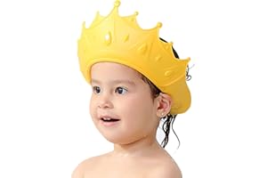 FUNUPUP Cappello Doccia Bambini, Visiera Doccia Bambini Cuffia Doccia Bambina Regolabile in Morbido Silicone(Giallo)