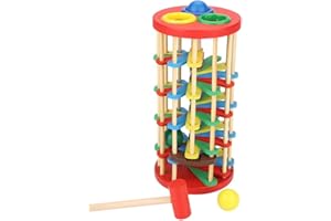 ZERODIS Juguete para Golpear, Golpear y rodar Torre de Madera con Martillo Color Brillante Juguetes de educación temprana para niños pequeños niños en Edad Preescolar niños