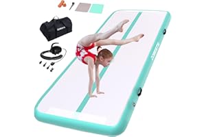 DOBESTS Inflatable Gymnastics Mat Tumbling Mat 6.6 ft 10 ft 13ft 16ft 20ft 4in/8in Thick Tumble Track Air Mat for Gymnastics For Home Kids Tumble Training Gymnastics/Yoga/Water/Dance