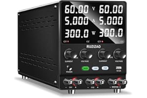 RUZIZAO Alimentatore da Banco 60V 5A Doppio Alimentatore Corrente Continua Encoder Alimentatore Laboratorio 60V10A 120V5A Regolabile in Serie/in Parallelo con 4 in 1 Doppio Fino a 0~120V o 0~10A