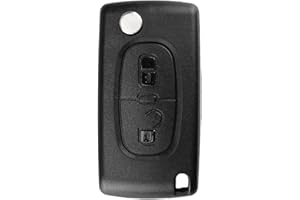 LINGXIYA 2 Buttons Car Key Fob Cases Replacement for Citroen C2 C3 C4 C5 C6 C8 for Peugeot 107 207 307 307S 308 407 607,Auto Flip Remote Control Key Shell (0536)