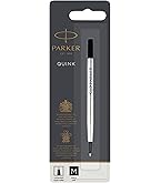 3 Ricariche Per Penna A Sfera Parker Quink, Punta Media (0.7mm), Inchiostro Nero Asciugatura Rapida