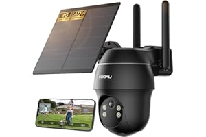 COOAU 4G AOV Camera Surveillance Exterieur sans Fil avec Carte SIM, Enregistrement continu 24/7, Panneau Solaire 8W & 10000mAh Batterie, 2K UHD 360° PTZ, Suivi Auto, détection Jusqu’à 30 m, IP66