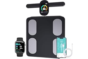 SUNHAIXIA FITDAYS 8-Electrode Smart Scale: Full Body Composition Analyzer, 27 Metrics via Bluetooth Fitdays APP, 400lbs (FG2305ULB-BLACK)