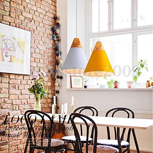 Generic E27 Holz Lampenschirm Anhänger für Hängeleuchte Decke Hängelampe Kronleuchter – Weiß - 3