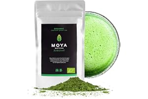Moya Matcha Thé biologique 100% Moya Matcha thé vert japonais en poudre | 100g de Matcha Traditional Très Haute Qualité(II) | 100% Agriculture certifiée BIO | pour matcha latté