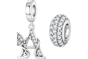 PANPOKI 2 ciondoli a forma di lettera, in argento, con alfabeto, per bracciali, ciondoli, gioielli, bracciali europei, collane, gioielli regalo per donne, Universal Kompatibilität Charms, Argento