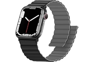 Anlinser Magnetic Straps Compatible with Apple Watch Strap 45mm 44mm 42mm 41mm 40mm 38mm, Double Side Reversible Replacement Band for iWatch Ultra 2 Series 9/8/7/6/5/4/3/SE (49/45/44/42, Black/Gray)