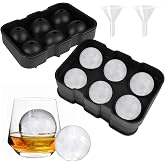 2 Pieces Ice Cube Trays Large Round, 17 x 12 x 5 cm Silicone Ice Ball Molds, BPA-Free, Silicone Ice Cube Tray with Funnel, Tr
