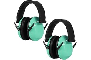 Kriogor 2 Pack Ear Defenders Children, 27dB SNR Noise Cancelling Headphones Hearing Protection Earmuffs, Adjustable Soft Adults Kids Ear Defenders Protectors for Autism Airplane Study Fireworks (Mint)