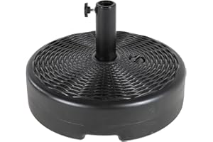 EDENJARDI Base para parasol de jardín rellenable redonda en color negro, 50x50x14 cm, Peso 50 Kg, mástil 32 a 48 mm, Polietileno de alta densidad HDPE, pie sombrilla de terraza, soporte parasoles exterior