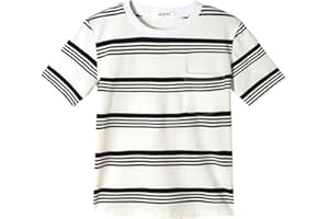 DILBYKE Boys Girls Cotton Short Sleeve Striped T-Shirts Kid Tee Age 4T 5 6 7 8 9 10 11 12 Crew Neckline Shirt