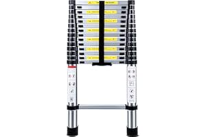 NINEACCY Telescopic Ladder 4.5M(14.5FT) Multi-Purpose Folding Aluminium Telescoping Ladder Extendable Portable Loft Ladder Foldable Ladder