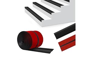 SDLDEER Stair Nosing Profile, Self-Adhesive, 12 m Stair Edges, Non-Slip Stair Nosing Protection, Non-Slip Stair Step for Outdoor and Indoor Use, Black