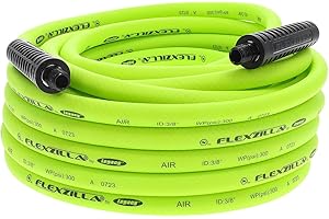 Flexzilla Air Hose, 3/8 in. x 50 ft., 3/8 in. MNPT Fittings, Heavy Duty, Lightweight, Hybrid, ZillaGreen - HFZ3850YW3