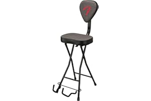 Fender 351 Combo Siège et Support de Guitare, Design Pliable, Dossier Amovible, Tissu Tweed Gris, Pieds Antidérapants